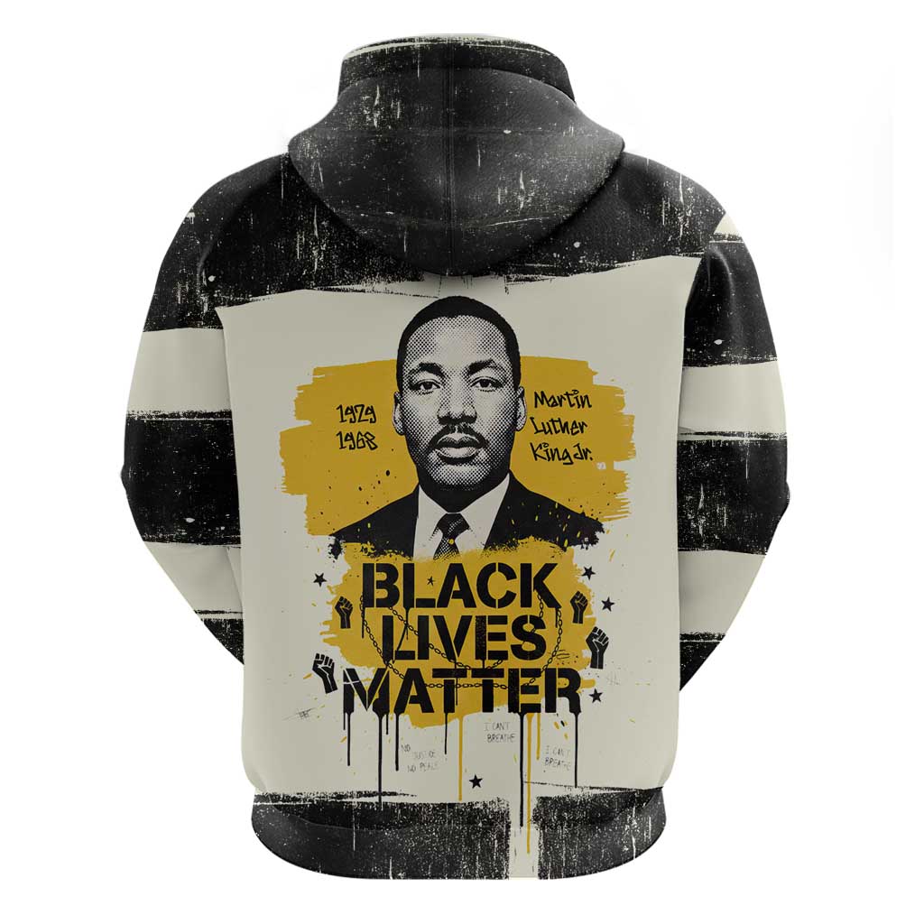 Martin Luther King Jr Hoodie Black Lives Matter Street Art Portrait Civil Rights Tribute Bold Striped - Wonder Print Shop