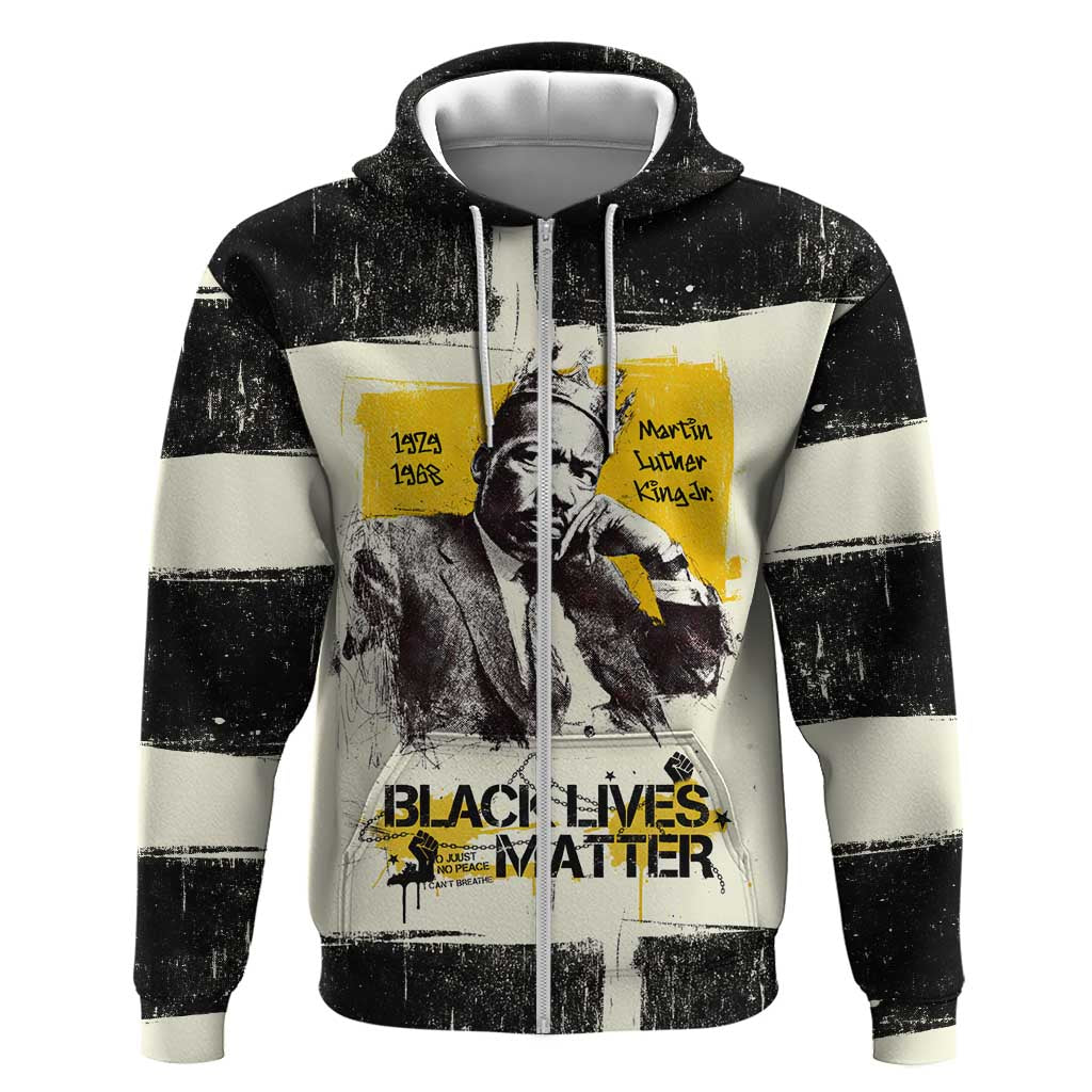 Martin Luther King Jr Hoodie Black Lives Matter Street Art Portrait Civil Rights Tribute Bold Striped - Wonder Print Shop