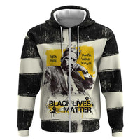 Martin Luther King Jr Hoodie Black Lives Matter Street Art Portrait Civil Rights Tribute Bold Striped - Wonder Print Shop