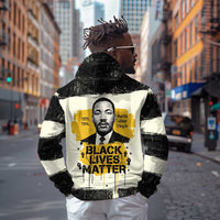 Martin Luther King Jr Hoodie Black Lives Matter Street Art Portrait Civil Rights Tribute Bold Striped - Wonder Print Shop