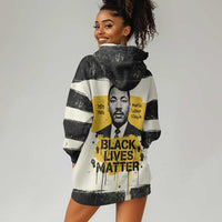 Martin Luther King Jr Hoodie Dress Black Lives Matter Street Art Portrait Civil Rights Tribute Bold Striped - Wonder Print Shop