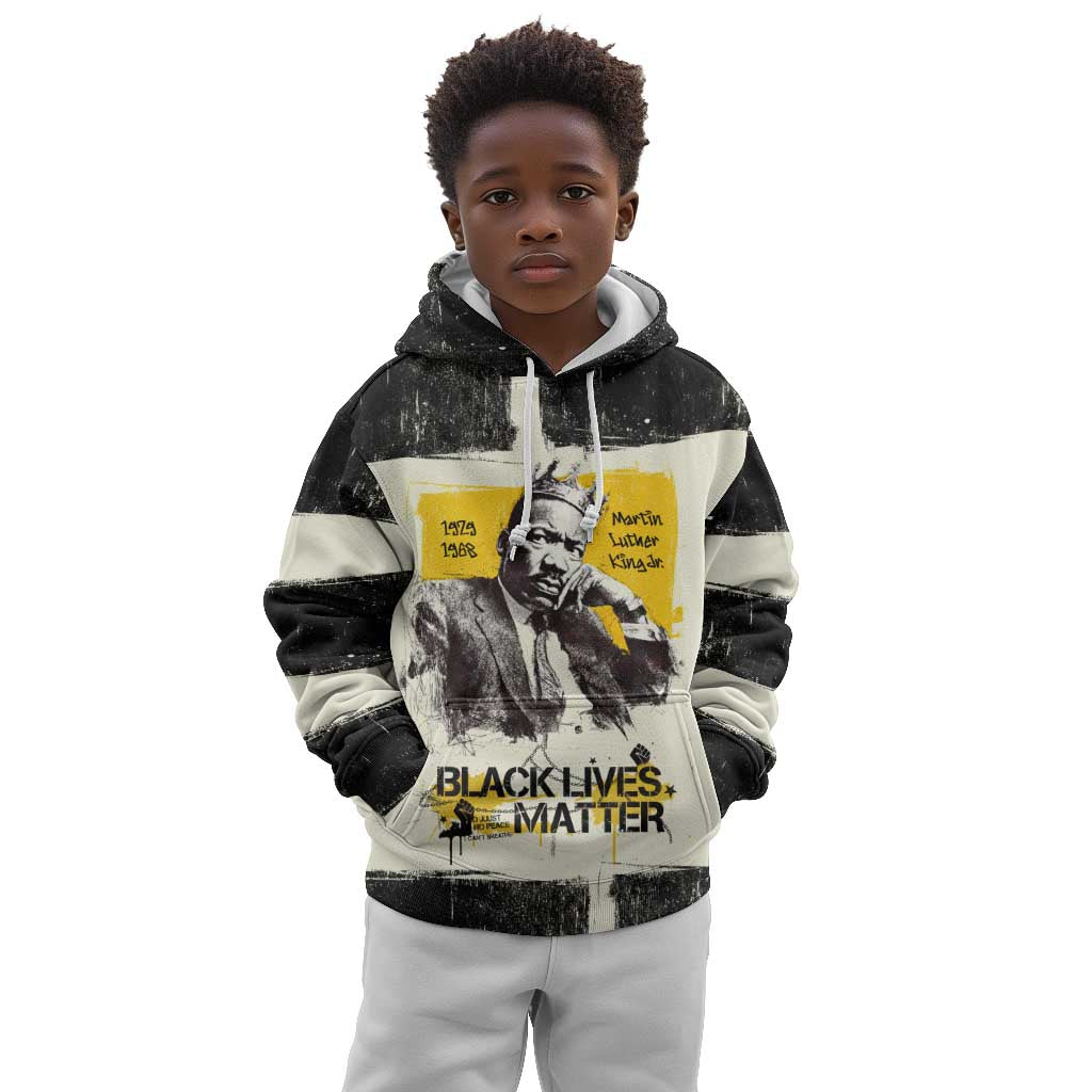 Martin Luther King Jr Kid Hoodie Black Lives Matter Street Art Portrait Civil Rights Tribute Bold Striped - Wonder Print Shop
