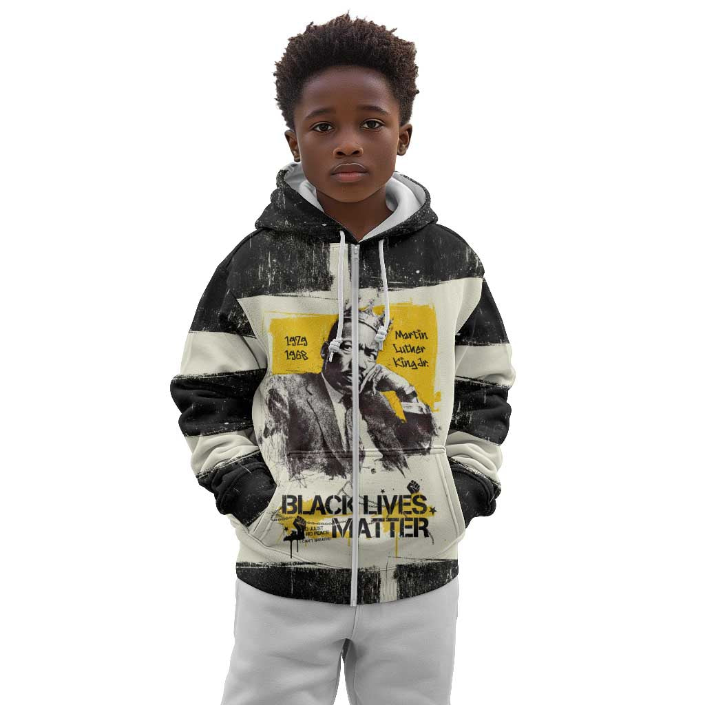Martin Luther King Jr Kid Hoodie Black Lives Matter Street Art Portrait Civil Rights Tribute Bold Striped - Wonder Print Shop