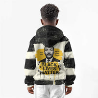Martin Luther King Jr Kid Hoodie Black Lives Matter Street Art Portrait Civil Rights Tribute Bold Striped - Wonder Print Shop