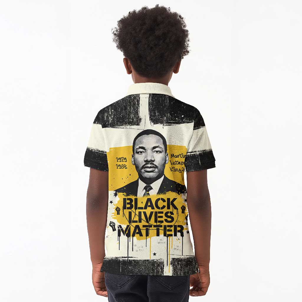 Martin Luther King Jr Kid Polo Shirt Black Lives Matter Street Art Portrait Civil Rights Tribute Bold Striped TS04