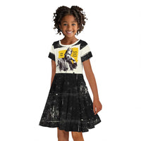 Martin Luther King Jr Kid Short Sleeve Dress Black Lives Matter Street Art Portrait Civil Rights Tribute Bold Striped TS04