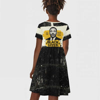 Martin Luther King Jr Kid Short Sleeve Dress Black Lives Matter Street Art Portrait Civil Rights Tribute Bold Striped TS04