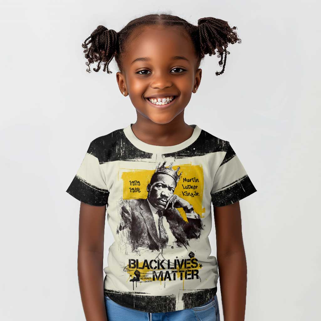 Martin Luther King Jr Kid T shirt Black Lives Matter Street Art Portrait Civil Rights Tribute Bold Striped TS04