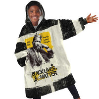 Martin Luther King Jr Kid Wearable Blanket Hoodie Black Lives Matter Street Art Portrait Civil Rights Tribute Bold Striped - Wonder Print Shop
