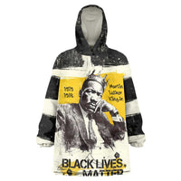Martin Luther King Jr Kid Wearable Blanket Hoodie Black Lives Matter Street Art Portrait Civil Rights Tribute Bold Striped - Wonder Print Shop