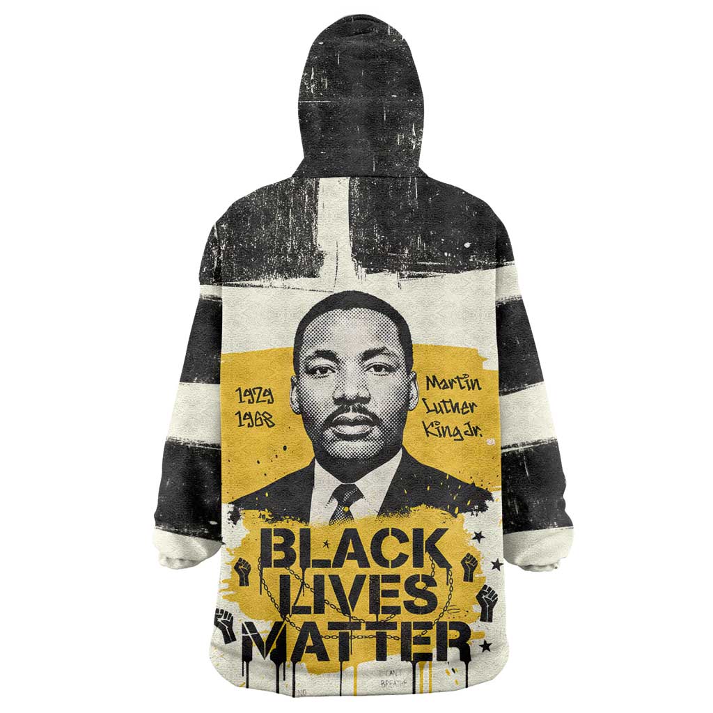 Martin Luther King Jr Kid Wearable Blanket Hoodie Black Lives Matter Street Art Portrait Civil Rights Tribute Bold Striped - Wonder Print Shop