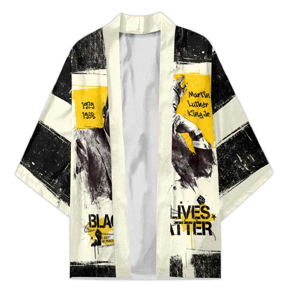 Martin Luther King Jr Kimono Black Lives Matter Street Art Portrait Civil Rights Tribute Bold Striped - Wonder Print Shop