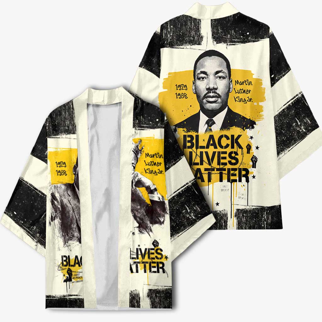 Martin Luther King Jr Kimono Black Lives Matter Street Art Portrait Civil Rights Tribute Bold Striped - Wonder Print Shop