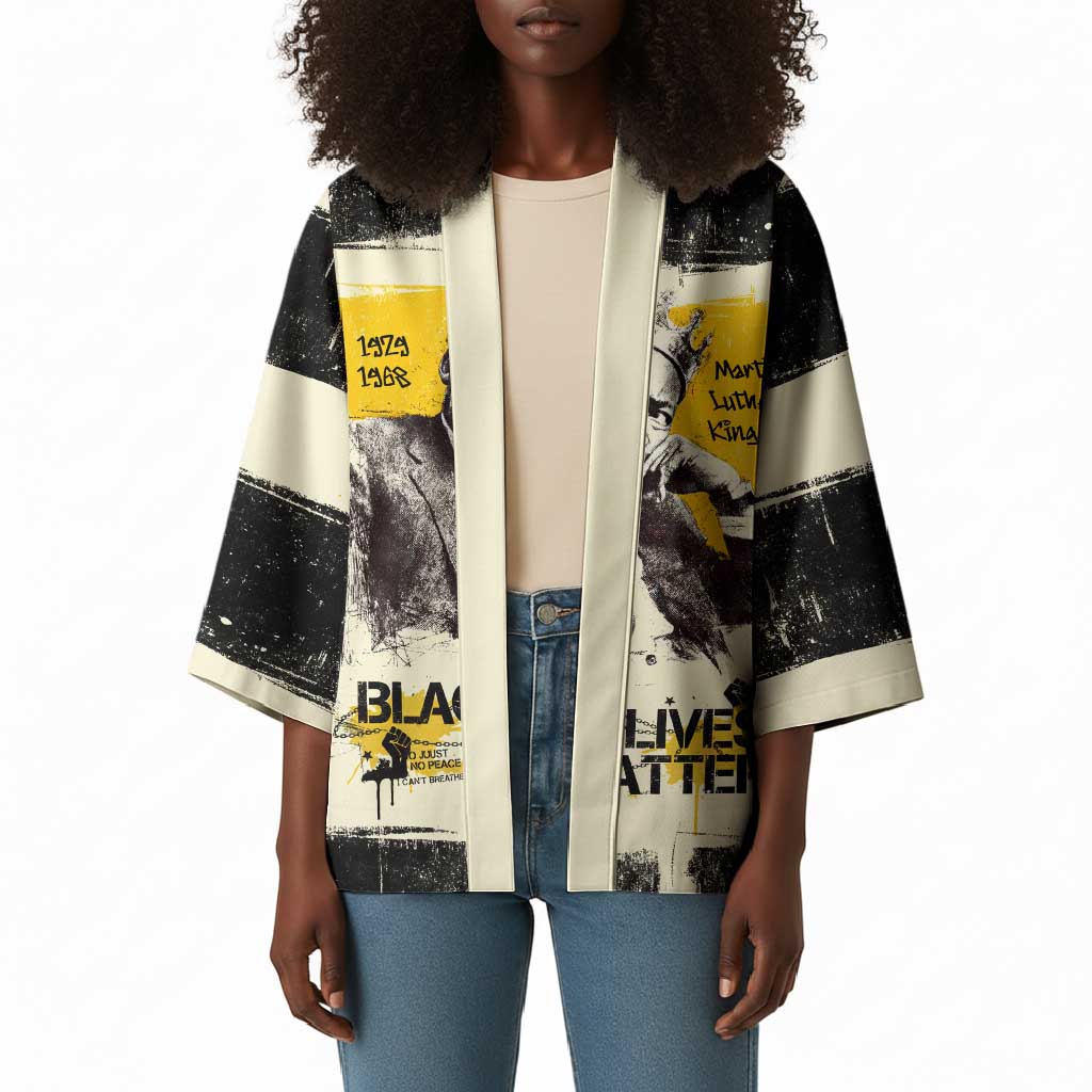Martin Luther King Jr Kimono Black Lives Matter Street Art Portrait Civil Rights Tribute Bold Striped - Wonder Print Shop