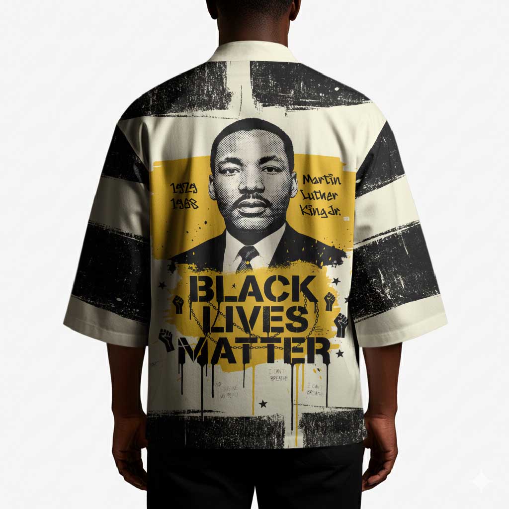 Martin Luther King Jr Kimono Black Lives Matter Street Art Portrait Civil Rights Tribute Bold Striped - Wonder Print Shop