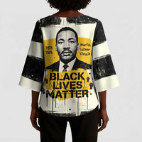 Martin Luther King Jr Kimono Sleeve Blouse Black Lives Matter Street Art Portrait Civil Rights Tribute Bold Striped - Wonder Print Shop
