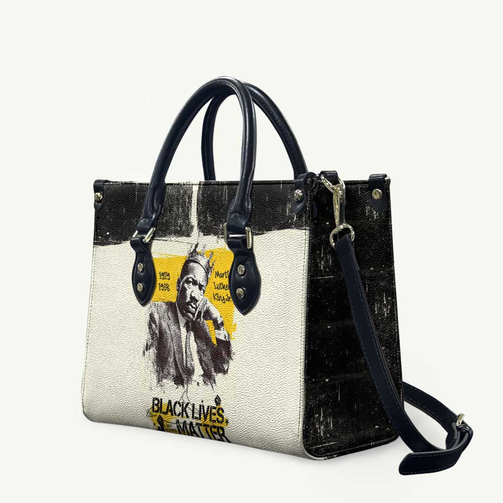 Martin Luther King Jr Leather Bag Black Lives Matter Street Art Portrait Civil Rights Tribute Bold Striped - Wonder Print Shop