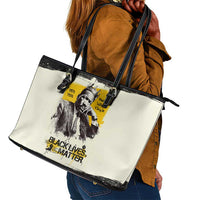 Martin Luther King Jr Leather Tote Bag Black Lives Matter Street Art Portrait Civil Rights Tribute Bold Striped - Wonder Print Shop