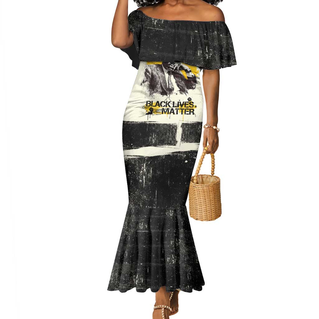Martin Luther King Jr Mermaid Dress Black Lives Matter Street Art Portrait Civil Rights Tribute Bold Striped TS04