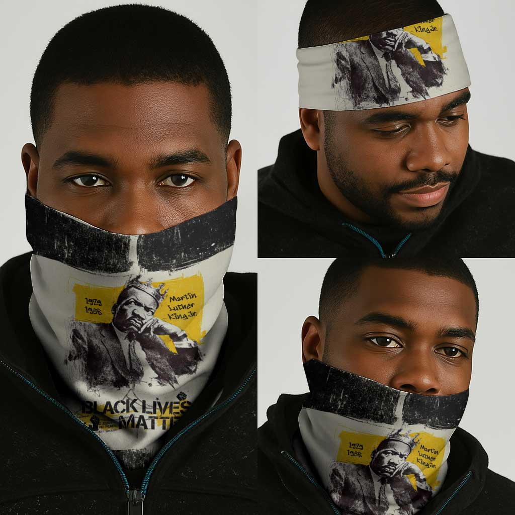Martin Luther King Jr Neck Gaiter Black Lives Matter Street Art Portrait Civil Rights Tribute Bold Striped - Wonder Print Shop