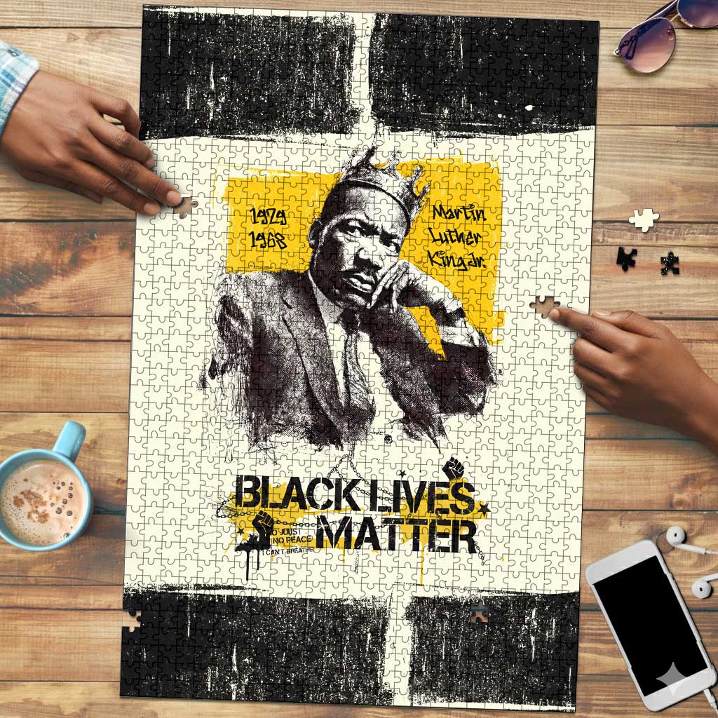 Martin Luther King Jr Puzzle Black Lives Matter Street Art Portrait Civil Rights Tribute Bold Striped - Wonder Print Shop