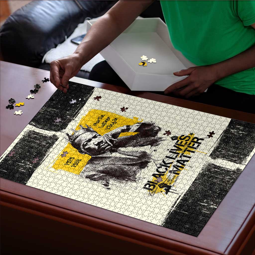 Martin Luther King Jr Puzzle Black Lives Matter Street Art Portrait Civil Rights Tribute Bold Striped - Wonder Print Shop