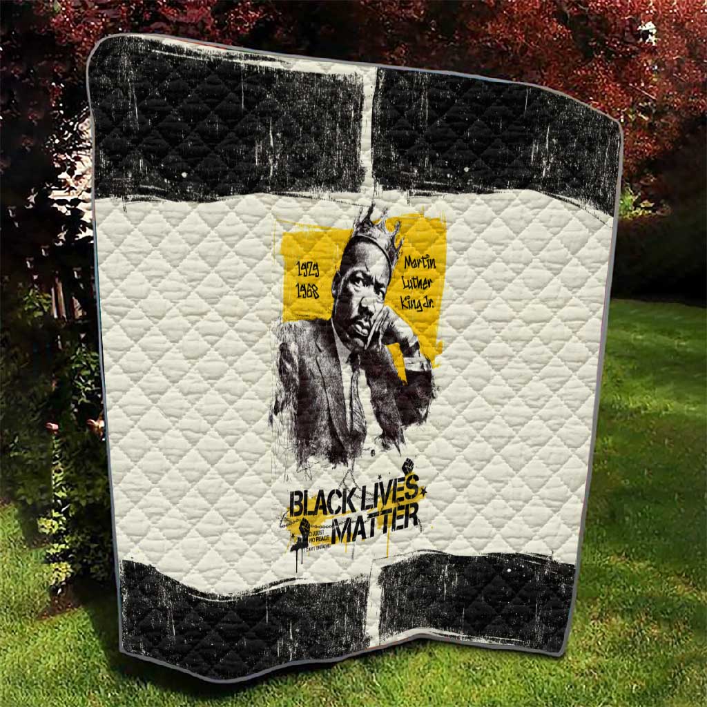 Martin Luther King Jr Quilt Black Lives Matter Street Art Portrait Civil Rights Tribute Bold Striped - Wonder Print Shop