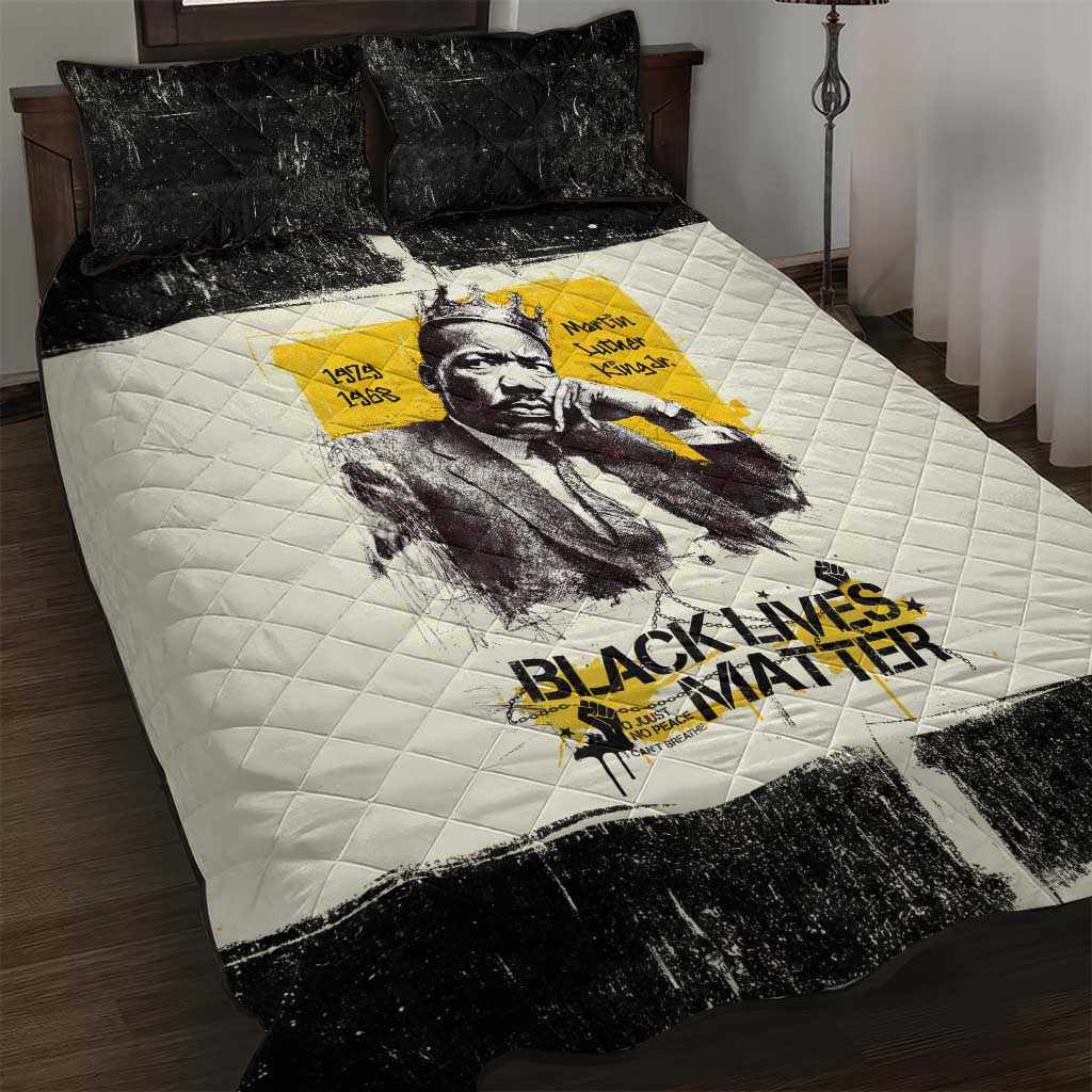 Martin Luther King Jr Quilt Bed Set Black Lives Matter Street Art Portrait Civil Rights Tribute Bold Striped - Wonder Print Shop