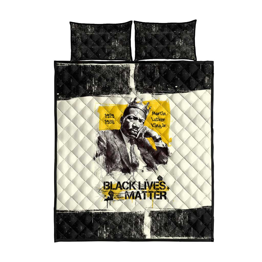 Martin Luther King Jr Quilt Bed Set Black Lives Matter Street Art Portrait Civil Rights Tribute Bold Striped - Wonder Print Shop