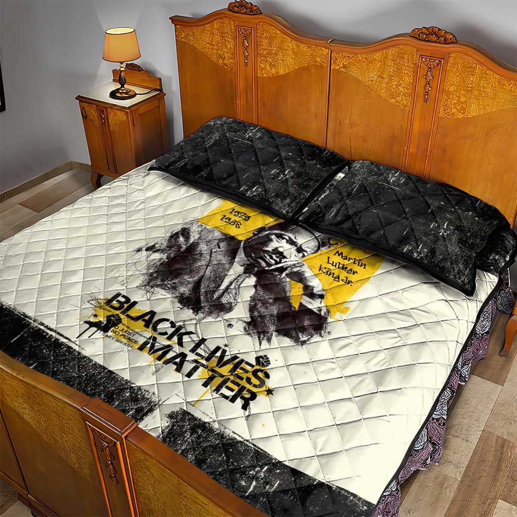 Martin Luther King Jr Quilt Bed Set Black Lives Matter Street Art Portrait Civil Rights Tribute Bold Striped - Wonder Print Shop