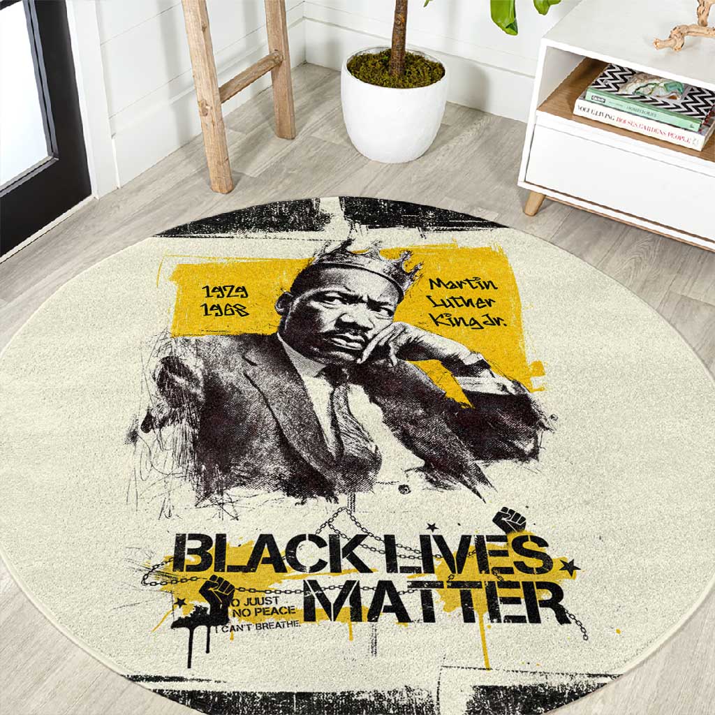 Martin Luther King Jr Round Carpet Black Lives Matter Street Art Portrait Civil Rights Tribute Bold Striped - Wonder Print Shop