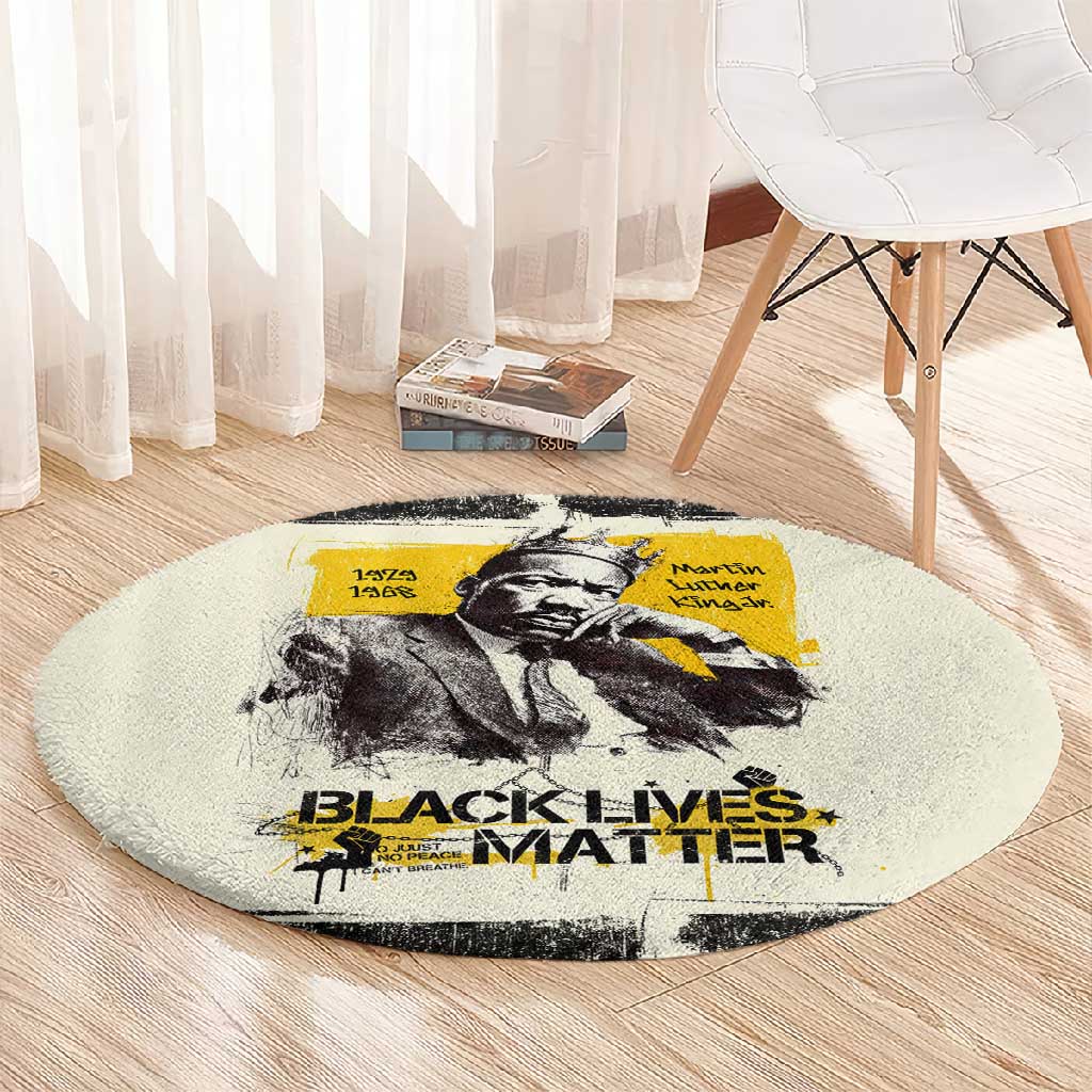Martin Luther King Jr Round Carpet Black Lives Matter Street Art Portrait Civil Rights Tribute Bold Striped - Wonder Print Shop