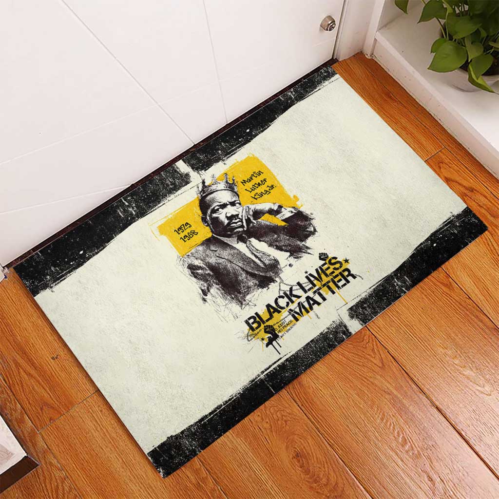 Martin Luther King Jr Rubber Doormat Black Lives Matter Street Art Portrait Civil Rights Tribute Bold Striped - Wonder Print Shop