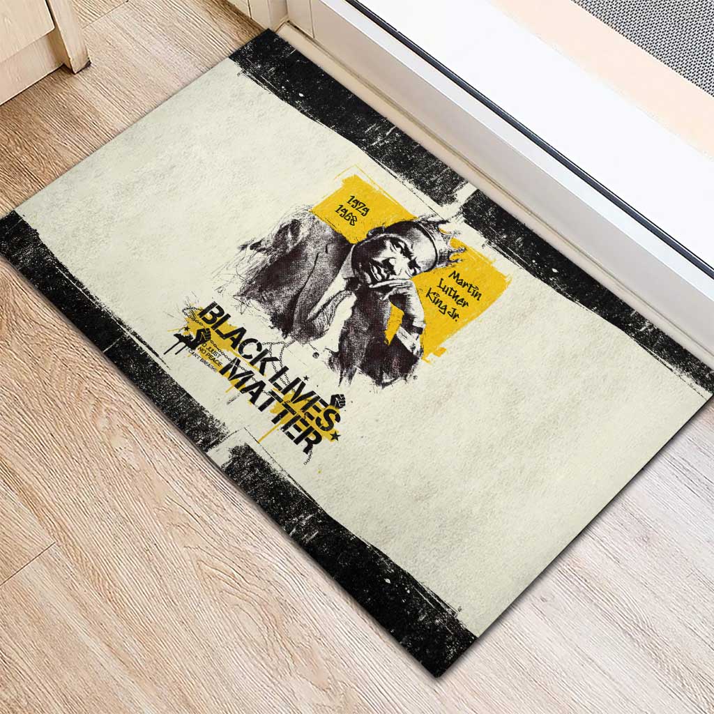 Martin Luther King Jr Rubber Doormat Black Lives Matter Street Art Portrait Civil Rights Tribute Bold Striped - Wonder Print Shop