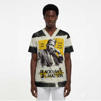 Martin Luther King Jr Scrub Top Black Lives Matter Street Art Portrait Civil Rights Tribute Bold Striped - Wonder Print Shop