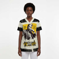 Martin Luther King Jr Scrub Top Black Lives Matter Street Art Portrait Civil Rights Tribute Bold Striped - Wonder Print Shop
