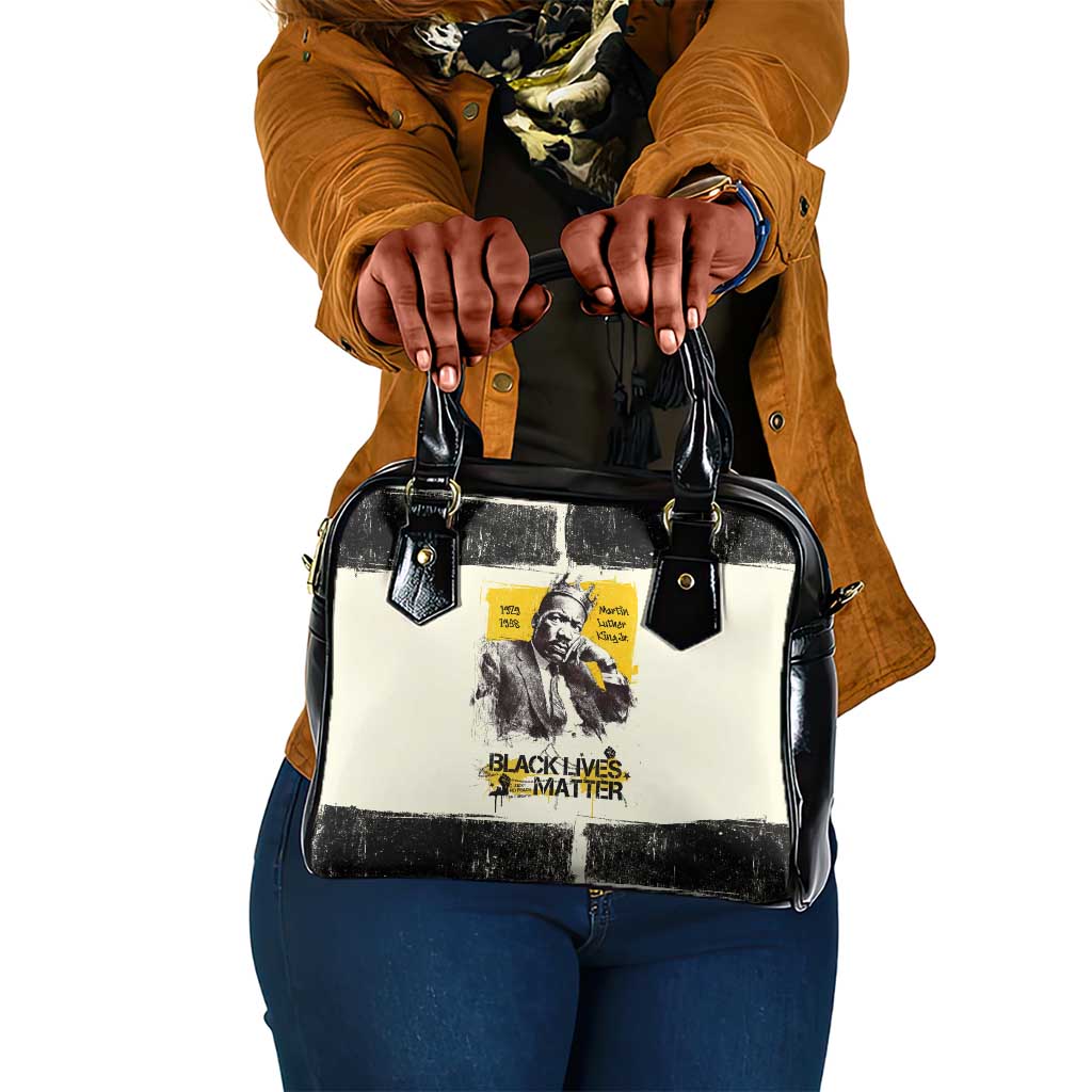 Martin Luther King Jr Shoulder Handbag Black Lives Matter Street Art Portrait Civil Rights Tribute Bold Striped - Wonder Print Shop