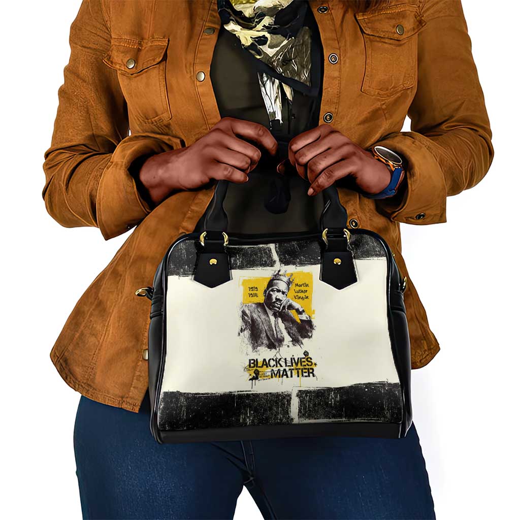 Martin Luther King Jr Shoulder Handbag Black Lives Matter Street Art Portrait Civil Rights Tribute Bold Striped - Wonder Print Shop