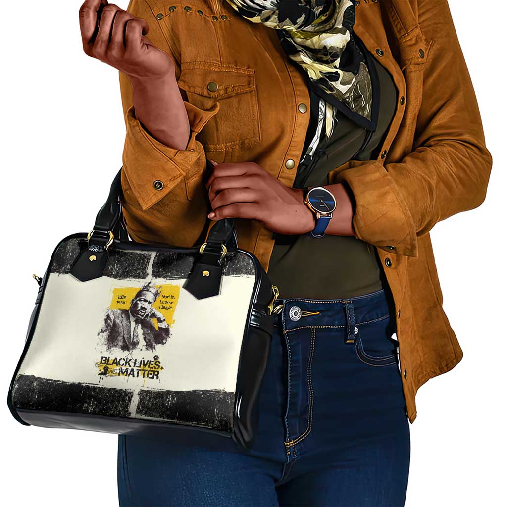 Martin Luther King Jr Shoulder Handbag Black Lives Matter Street Art Portrait Civil Rights Tribute Bold Striped - Wonder Print Shop