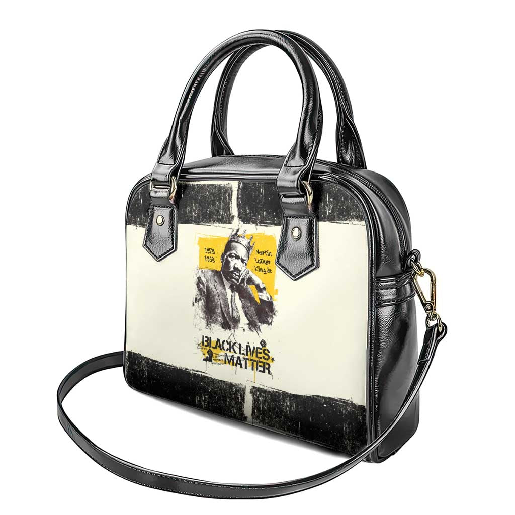 Martin Luther King Jr Shoulder Handbag Black Lives Matter Street Art Portrait Civil Rights Tribute Bold Striped - Wonder Print Shop