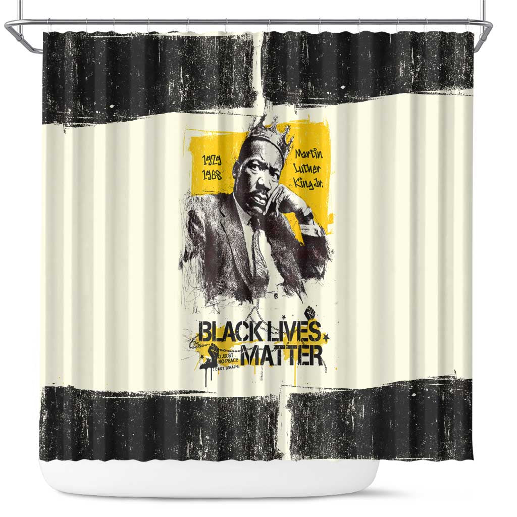 Martin Luther King Jr Shower Curtain Black Lives Matter Street Art Portrait Civil Rights Tribute Bold Striped - Wonder Print Shop