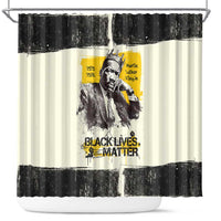 Martin Luther King Jr Shower Curtain Black Lives Matter Street Art Portrait Civil Rights Tribute Bold Striped - Wonder Print Shop