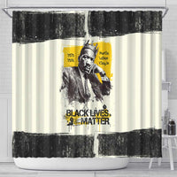 Martin Luther King Jr Shower Curtain Black Lives Matter Street Art Portrait Civil Rights Tribute Bold Striped - Wonder Print Shop