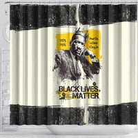 Martin Luther King Jr Shower Curtain Black Lives Matter Street Art Portrait Civil Rights Tribute Bold Striped - Wonder Print Shop