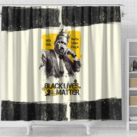 Martin Luther King Jr Shower Curtain Black Lives Matter Street Art Portrait Civil Rights Tribute Bold Striped - Wonder Print Shop
