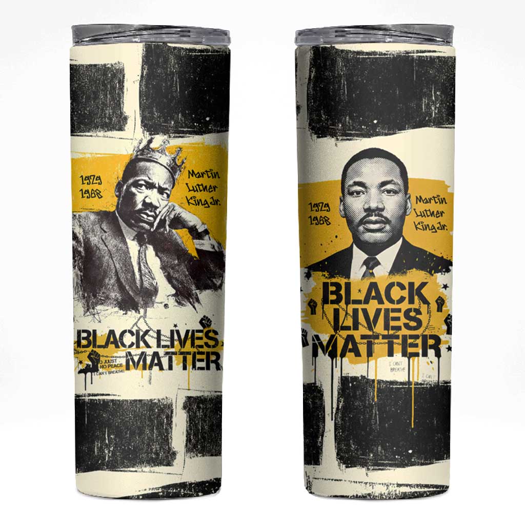 Martin Luther King Jr Skinny Tumbler Black Lives Matter Street Art Portrait Civil Rights Tribute Bold Striped - Wonder Print Shop