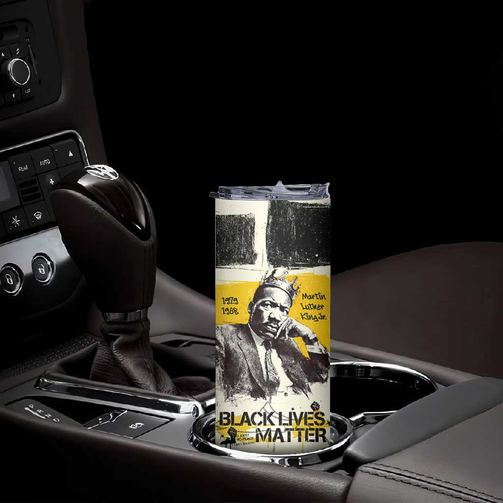 Martin Luther King Jr Skinny Tumbler Black Lives Matter Street Art Portrait Civil Rights Tribute Bold Striped - Wonder Print Shop