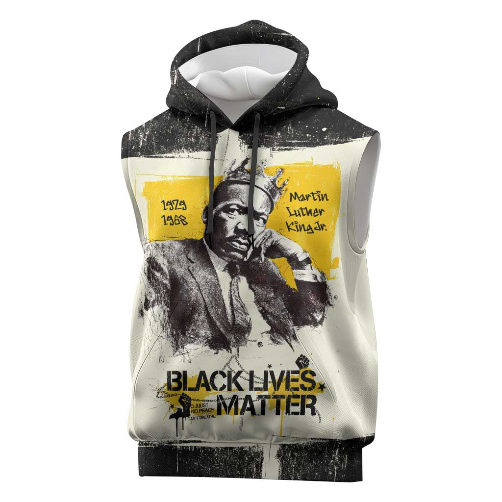 Martin Luther King Jr Sleeveless Hoodie Black Lives Matter Street Art Portrait Civil Rights Tribute Bold Striped - Wonder Print Shop