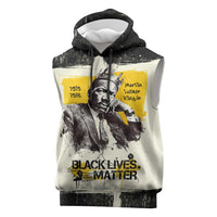 Martin Luther King Jr Sleeveless Hoodie Black Lives Matter Street Art Portrait Civil Rights Tribute Bold Striped - Wonder Print Shop