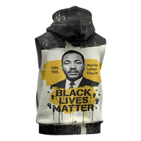 Martin Luther King Jr Sleeveless Hoodie Black Lives Matter Street Art Portrait Civil Rights Tribute Bold Striped - Wonder Print Shop